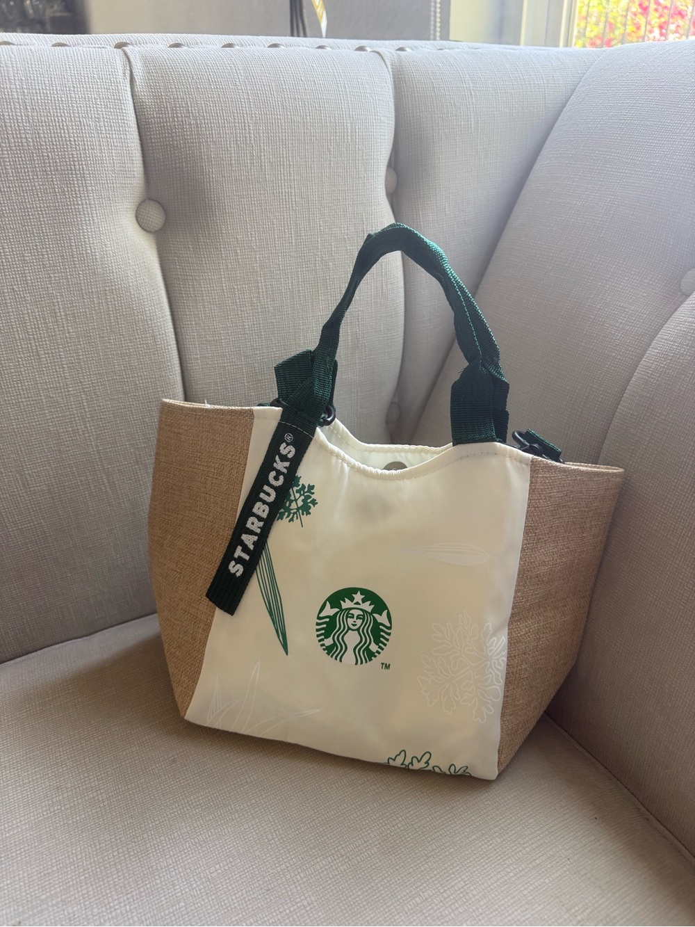 Starbucks Cream, Tan & Dark Green Logo Tote